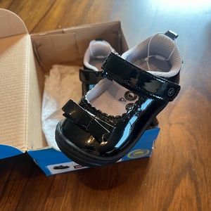 Stride Rite Girls Erica Black Mary Jane Bow Shoes Patent Leather 5M